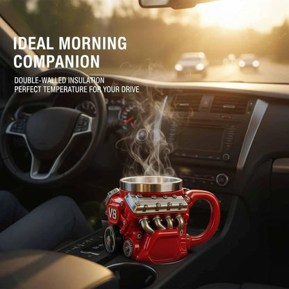 🔥Handcrafted 3D Coffee Cup-V6/V8 3D Engine Stainless Steel Mug✨