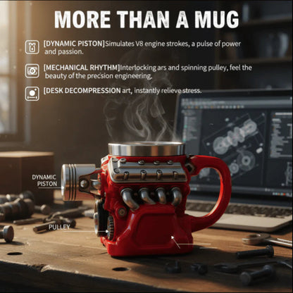 🔥Handcrafted 3D Coffee Cup-V6/V8 3D Engine Stainless Steel Mug✨