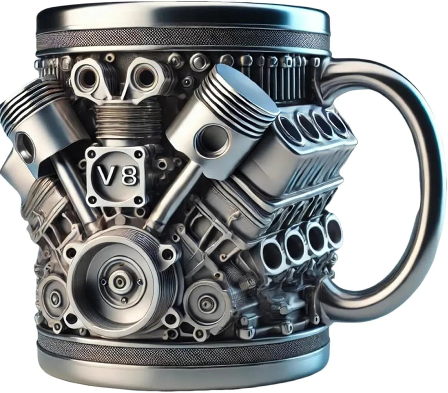 🔥Handcrafted 3D Coffee Cup-V6/V8 3D Engine Stainless Steel Mug✨