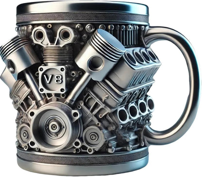 🔥Handcrafted 3D Coffee Cup-V6/V8 3D Engine Stainless Steel Mug✨