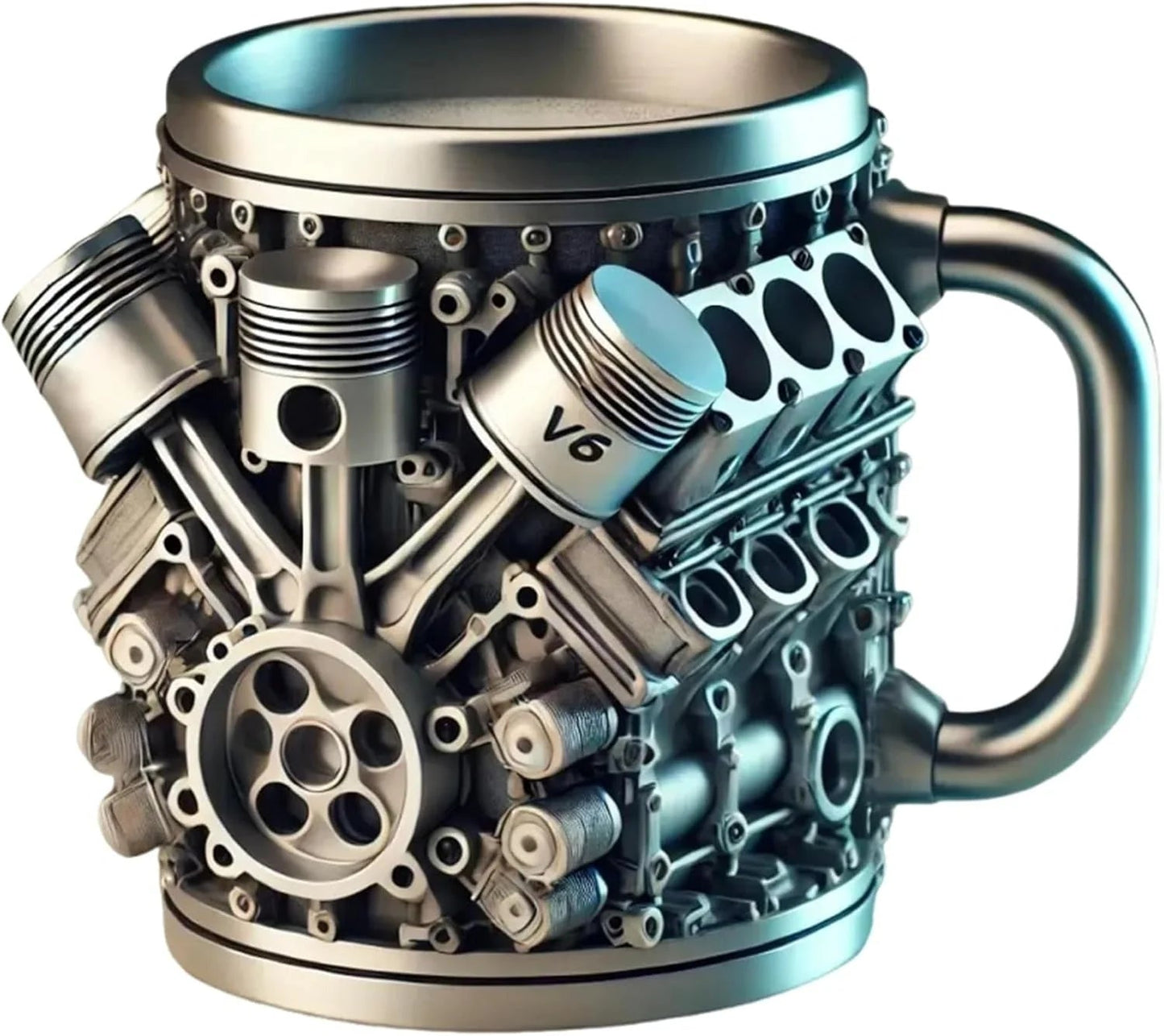 🔥Handcrafted 3D Coffee Cup-V6/V8 3D Engine Stainless Steel Mug✨