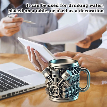 🔥Handcrafted 3D Coffee Cup-V6/V8 3D Engine Stainless Steel Mug✨