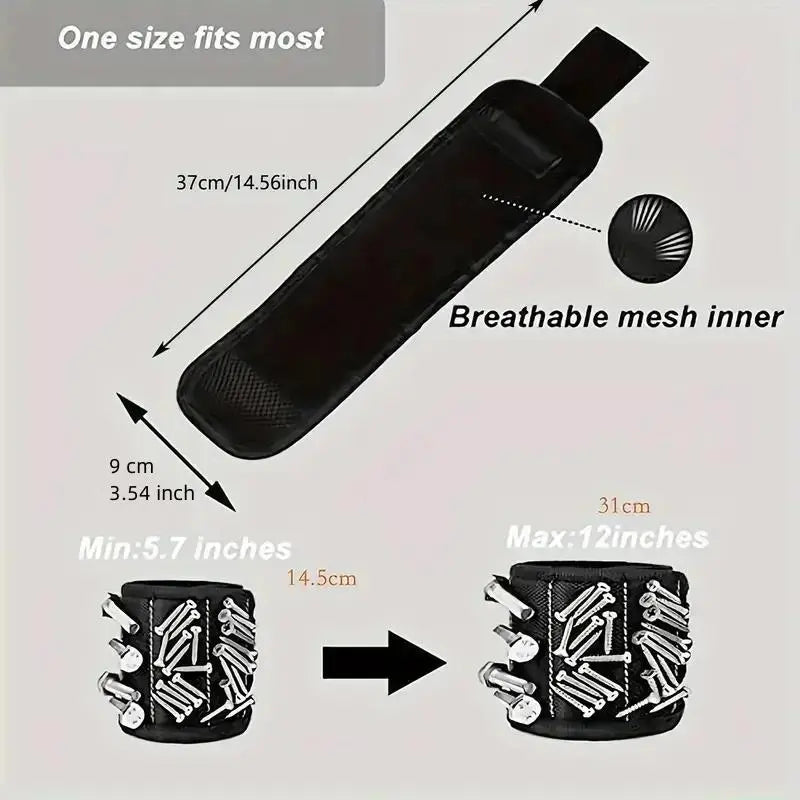Strong Magnetic Wristband, Multifunctional Wristband with Magnetic Nails, Wristband for Woodworking, Metalworking, Hand Tools, Tool Pouch