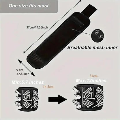 Strong Magnetic Wristband, Multifunctional Wristband with Magnetic Nails, Wristband for Woodworking, Metalworking, Hand Tools, Tool Pouch