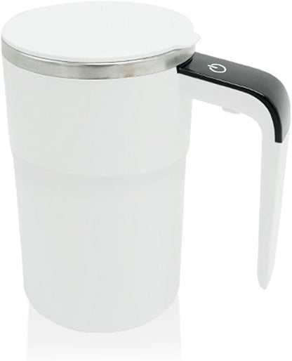 Self Stirring WHITE Mug. Auto Magnetic Coffee Mug with LED Display Temperature.