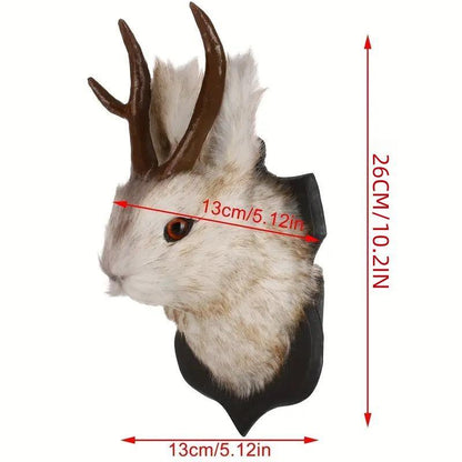 Jackalope Resin Head Wall Hanging Ornament, Animal Specimen Style Wall Art, Home Decoration, Unique Gift Ideas, Hangable, Wall Ornaments