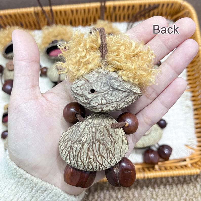 Mouse Car Charm, Nut Shell Brown Bear Ornament, Cute Animal Car Decor for Rearview Mirror, Unique Dashboard Accessory Gift for Drivers