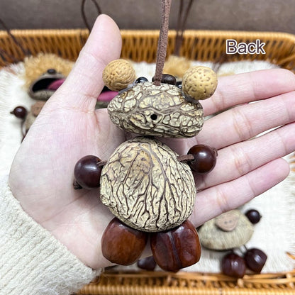 Mouse Car Charm, Nut Shell Brown Bear Ornament, Cute Animal Car Decor for Rearview Mirror, Unique Dashboard Accessory Gift for Drivers