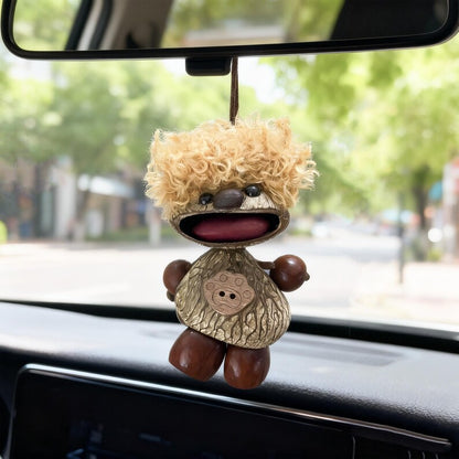 Mouse Car Charm, Nut Shell Brown Bear Ornament, Cute Animal Car Decor for Rearview Mirror, Unique Dashboard Accessory Gift for Drivers