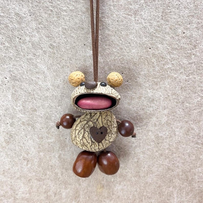 Mouse Car Charm, Nut Shell Brown Bear Ornament, Cute Animal Car Decor for Rearview Mirror, Unique Dashboard Accessory Gift for Drivers