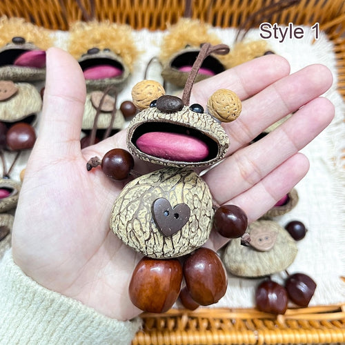 Mouse Car Charm, Nut Shell Brown Bear Ornament, Cute Animal Car Decor for Rearview Mirror, Unique Dashboard Accessory Gift for Drivers
